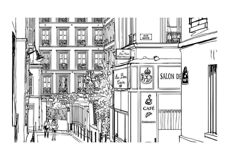 Wallpaper - A walk through Parisian streets, Artgeist, architecture, black and white, city, france, urban