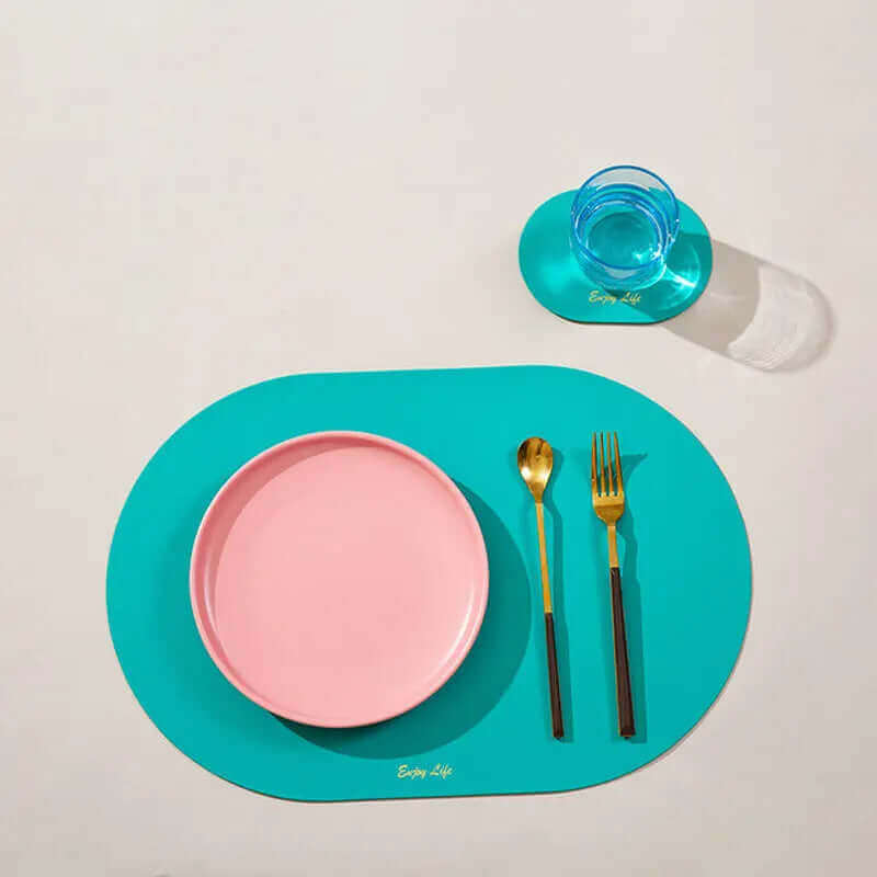 80s Revival Colourful faux Leather Placemats and coaster, Nauradika of London, Dining & Bar, home ware, Homeware, kitchen, Mats & Pads