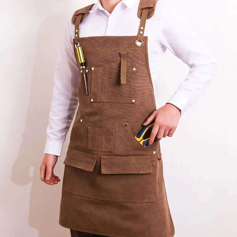 Atelier Thick Canvas Apron, Nauradika of London, apron, apron for men, Aprons, chef apron, DIY Apron, Durable apron, Home & Garden, home ware, Homeware, Household Cleaning, Household Cleaning Protections, kitchen, leather straps apron, premium apron, Prem
