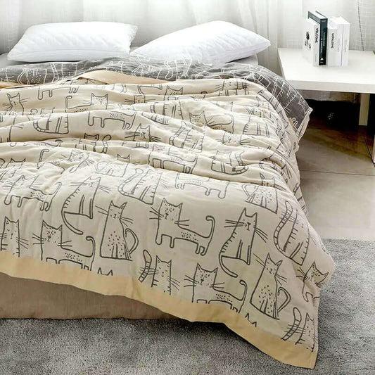 Cat Themed Cotton Bed Spread
