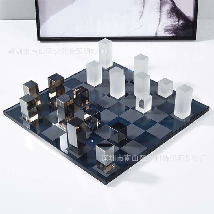Modern style chess set, Nauradika , autopostr_pinterest_51712, chess set, decor, decoration, decorative accessories, glass chess, glass chess set, minimalist chess set