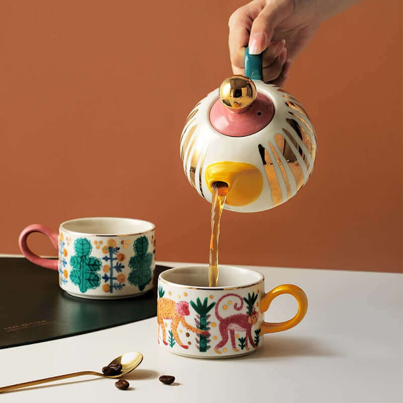 Hand-painted Exotic Tea Set