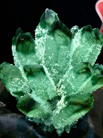 Natural Phantom Crystal Cluster, Nauradika of London, gem, gems, Green stone, Phantom Crystal Cluster