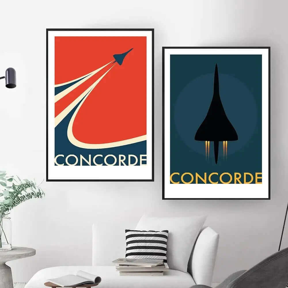 Retro Concorde Airplane Posters on Canvas