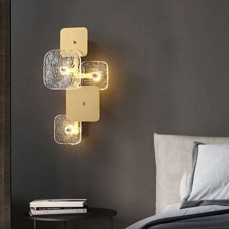 Astonishing Vintage Textured Glass and Brass Wall Lights