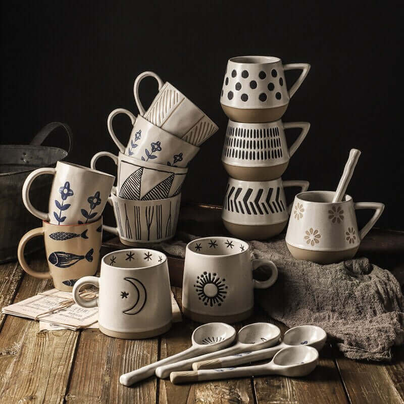 Retro Stoneware cups with 50s designs, Nauradika of London, autopostr_pinterest_51712, japanese mugs, mug, Mugs, retro mugs