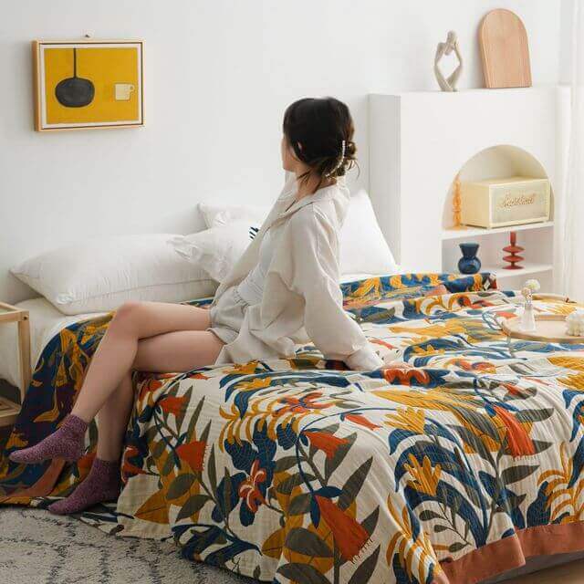 Colourful Five-Layer Cotton Gauze Bedspread