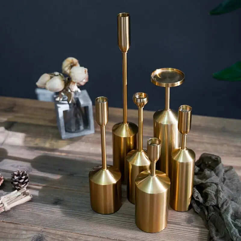 Set of Gold Colour Candle Holders, Nauradika of London, autopostr_pinterest_51712, Candle Holders, Candles & Holders, decor, decoration, Decorations, Decorative Accessories, gift, gifts, Home & Garden, Home Decor, Table Decoration & Accessories